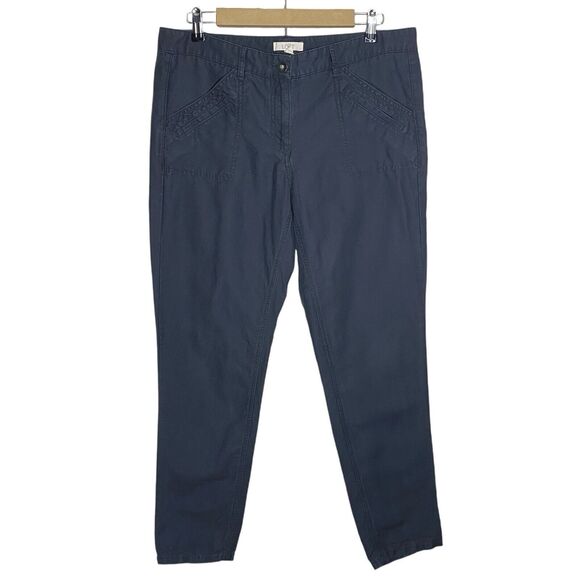 LOFT Pants Women 8 (35x29) Gray Marisa Linen Blend Ankle Mid Rise Casual Classic - Picture 1 of 9